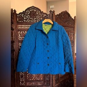 J Jill Womens M Teal Quilted Button Front Jacket